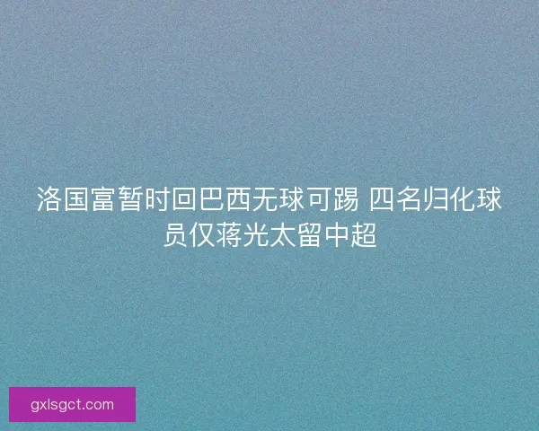 洛国富暂时回巴西无球可踢 四名归化球员仅蒋光太留中超 洛国富暂时回巴西无球可踢 四名归化球员仅蒋光太留中超